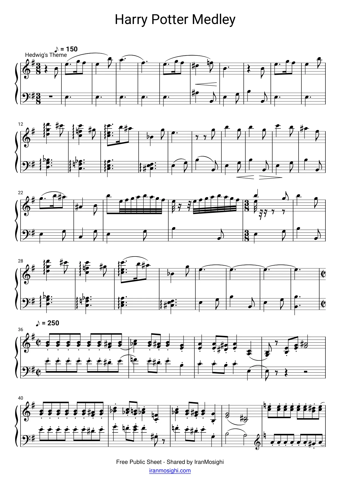 نت Harry Potter Medley