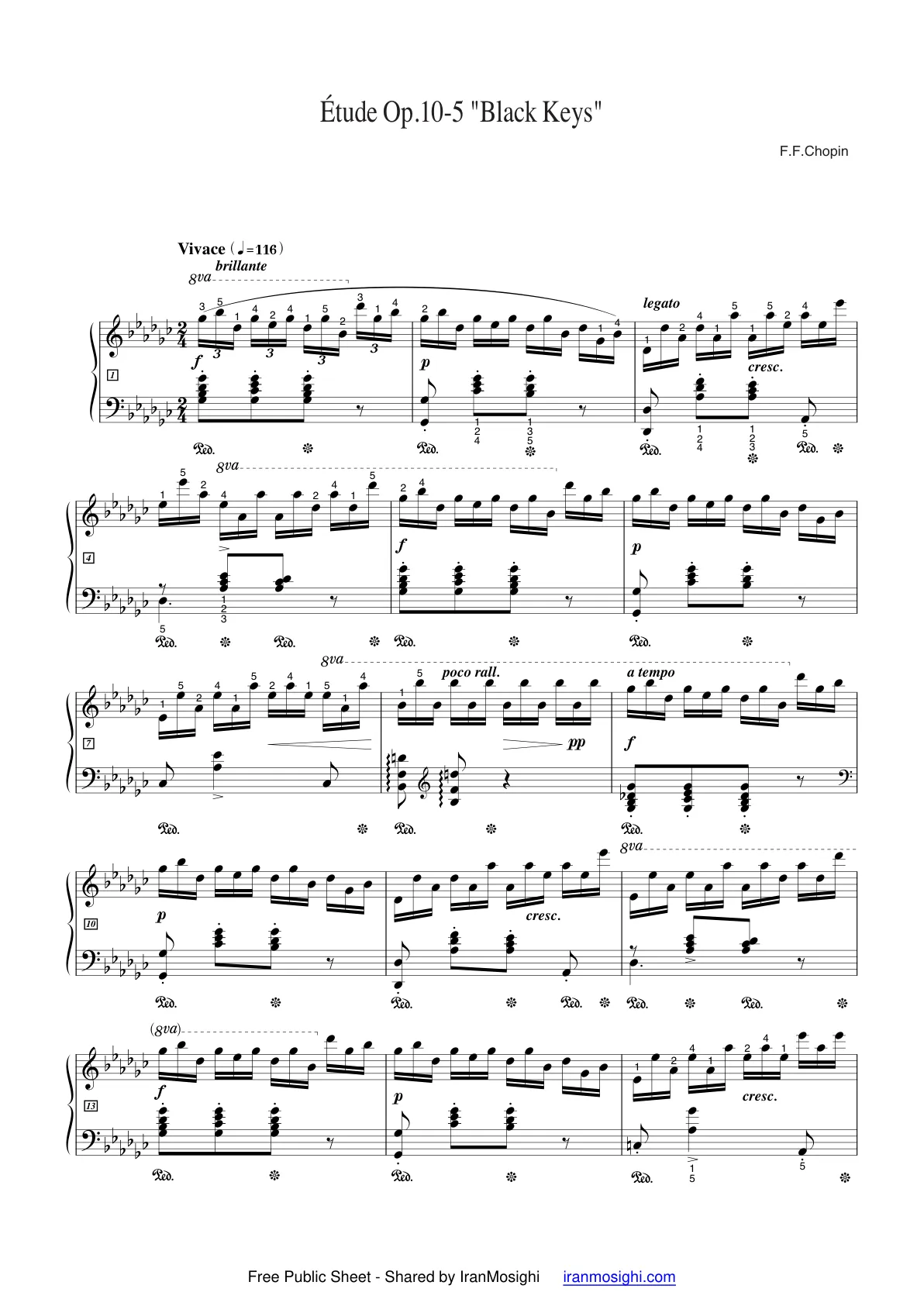 نت اتود اپوس ۱۰ شماره ۵ شوپن (Black Keys)