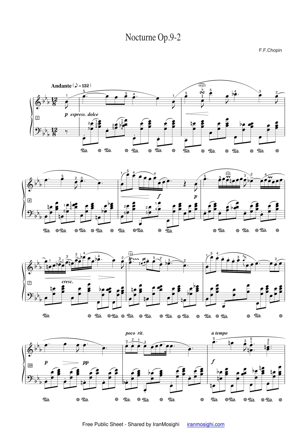 نت نوکتورن اپوس ۹ شماره۲ شوپن | Nocturne Op.9 No.2