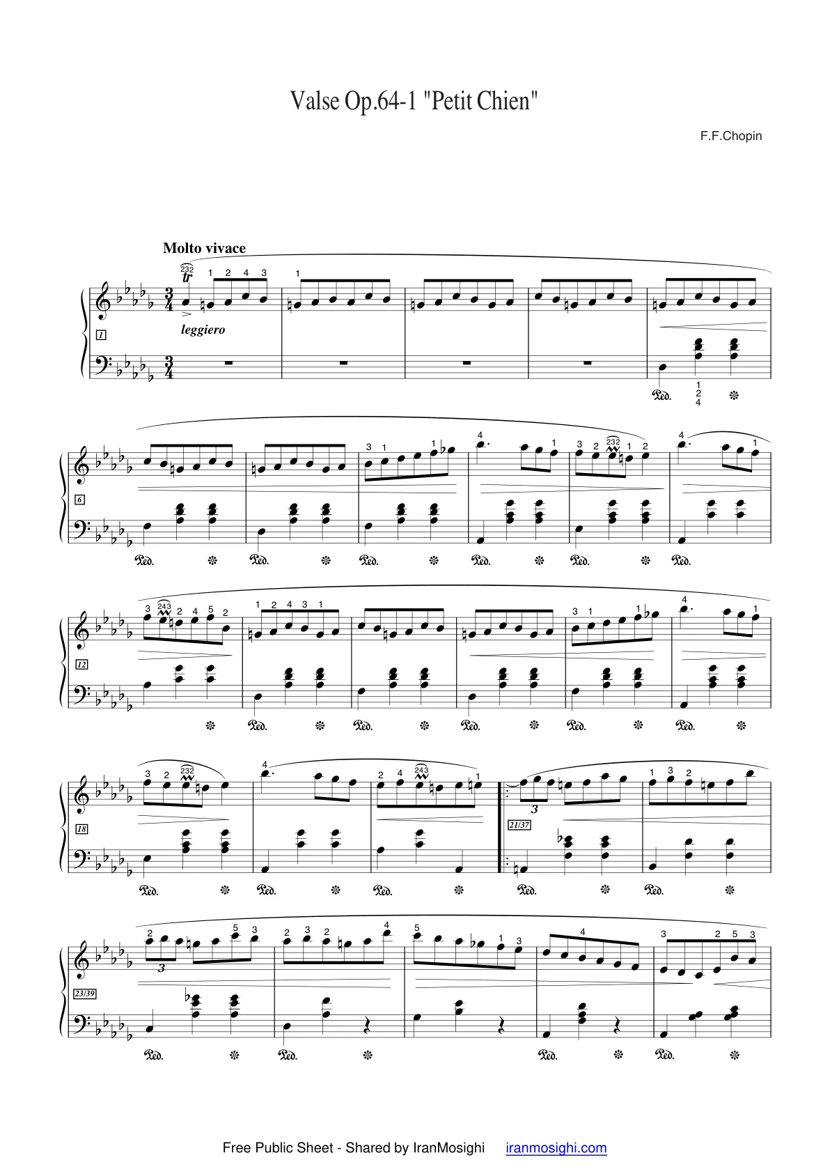 نت والس اپوس ۶۴ شماره ۱ شوپن (Minute Waltz)